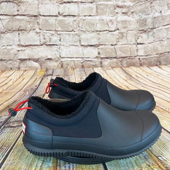 Hunter Other - Hunter Boots Men's Black Low Top Fabric Lined Rubber Rain Boots Shoes Size 7